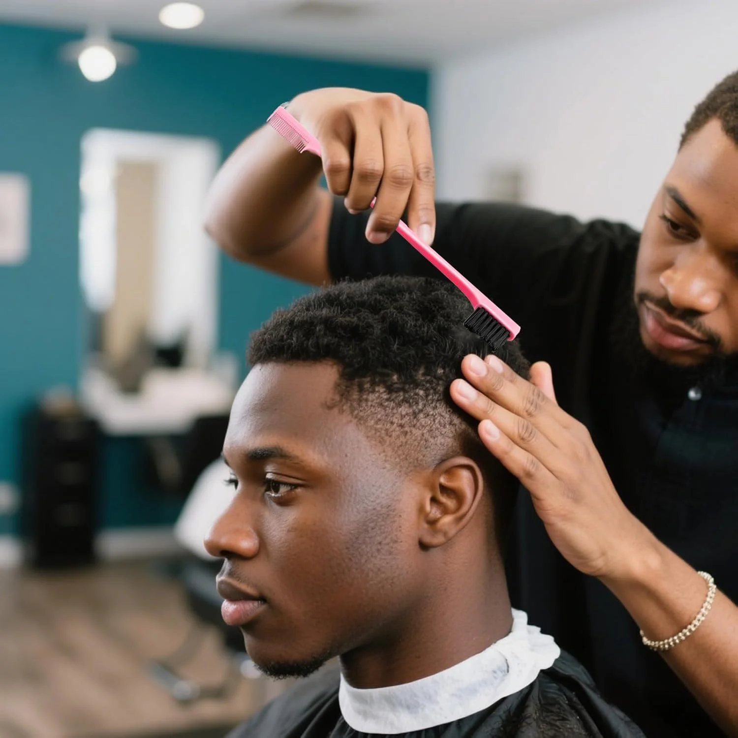 ست شانه حالت دهنده مو 4 تکه، برس لبه دو طرفه، شانه پوش دهنده مو، شانه دم موشی، شانه برای زنان، برس کنترل لبه، موهای پلاستیکی، برای خانه، آرایشگاه ها، صورتی