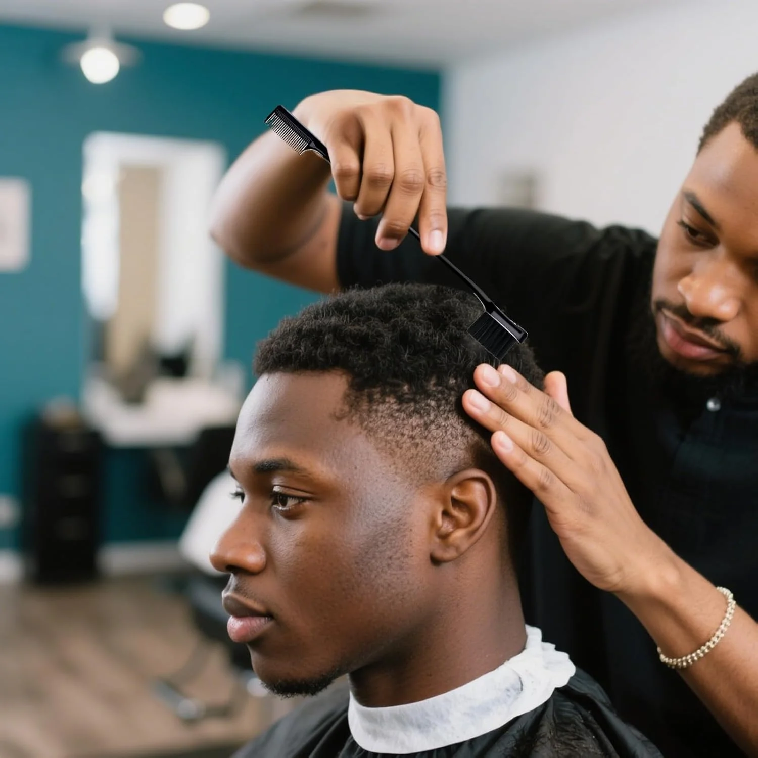 ست شانه حالت دهنده مو 4 تکه، برس لبه دو طرفه، شانه پوش دهنده مو، شانه دم موشی، شانه برای زنان، برس کنترل لبه، موی پلاستیکی، برای خانه، آرایشگاه ها، مشکی