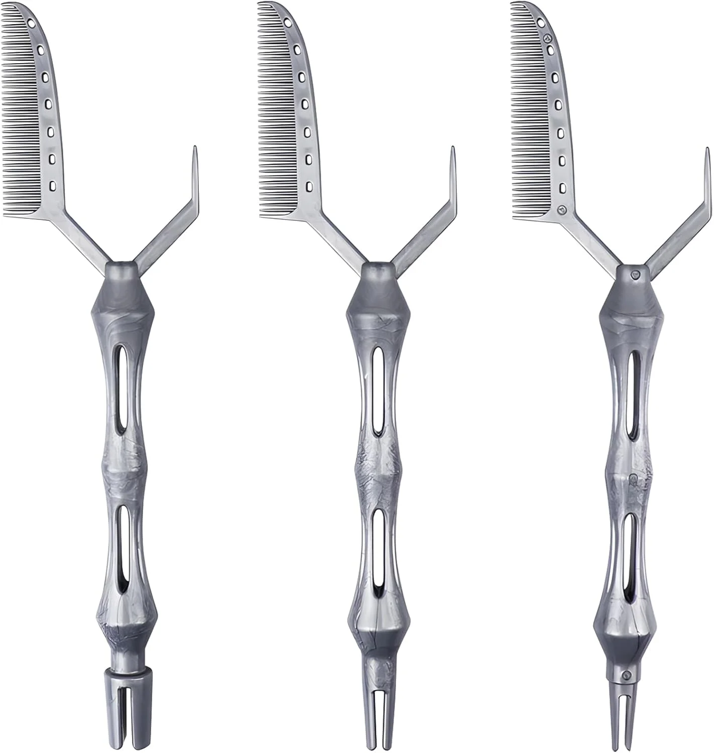 ست 3 عددی شانه های حالت دهنده چند منظوره مو برای فر، رنگ کردن و موقعیت دهی، شانه های دم موشی ABS کاربردی برای زنان و دختران