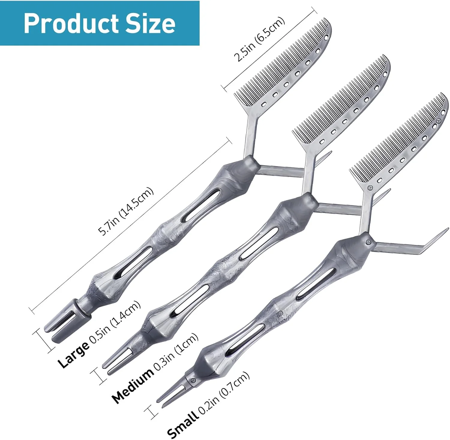 ست 3 عددی شانه های حالت دهنده چند منظوره مو برای فر، رنگ کردن و موقعیت دهی، شانه های دم موشی ABS کاربردی برای زنان و دختران