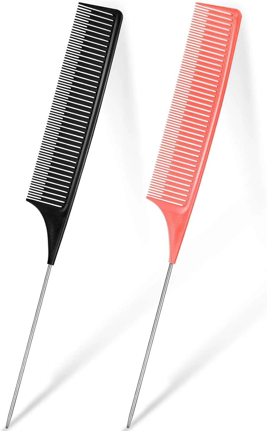 شانه رنگ و مش مو، شانه دم موشی برای حالت دادن به مو، شانه حالت دهنده برای آرایشگری و کوتاهی مو، مشکی و صورتی، 2 عدد