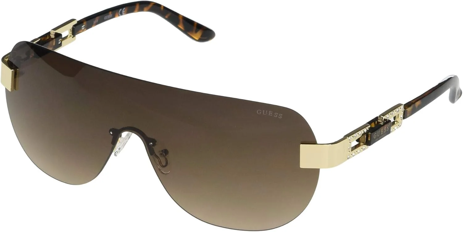 عینک آفتابی زنانه گس مدل شیلد، طلایی با لنز تک رنگ قهوه ای گرادیانت GF6110 سایز لنز: 145 میلی متر