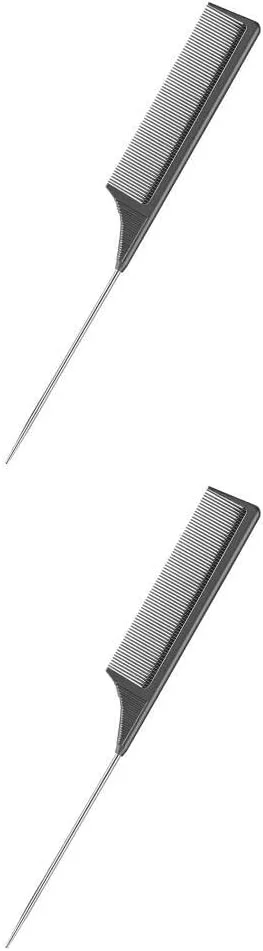 2 عدد شانه دم موشی فیبر کربنی فلزی سبک وزن، مقاوم در برابر حرارت، ضد الکتریسیته ساکن، مناسب برای حالت دادن به موها - مشکی