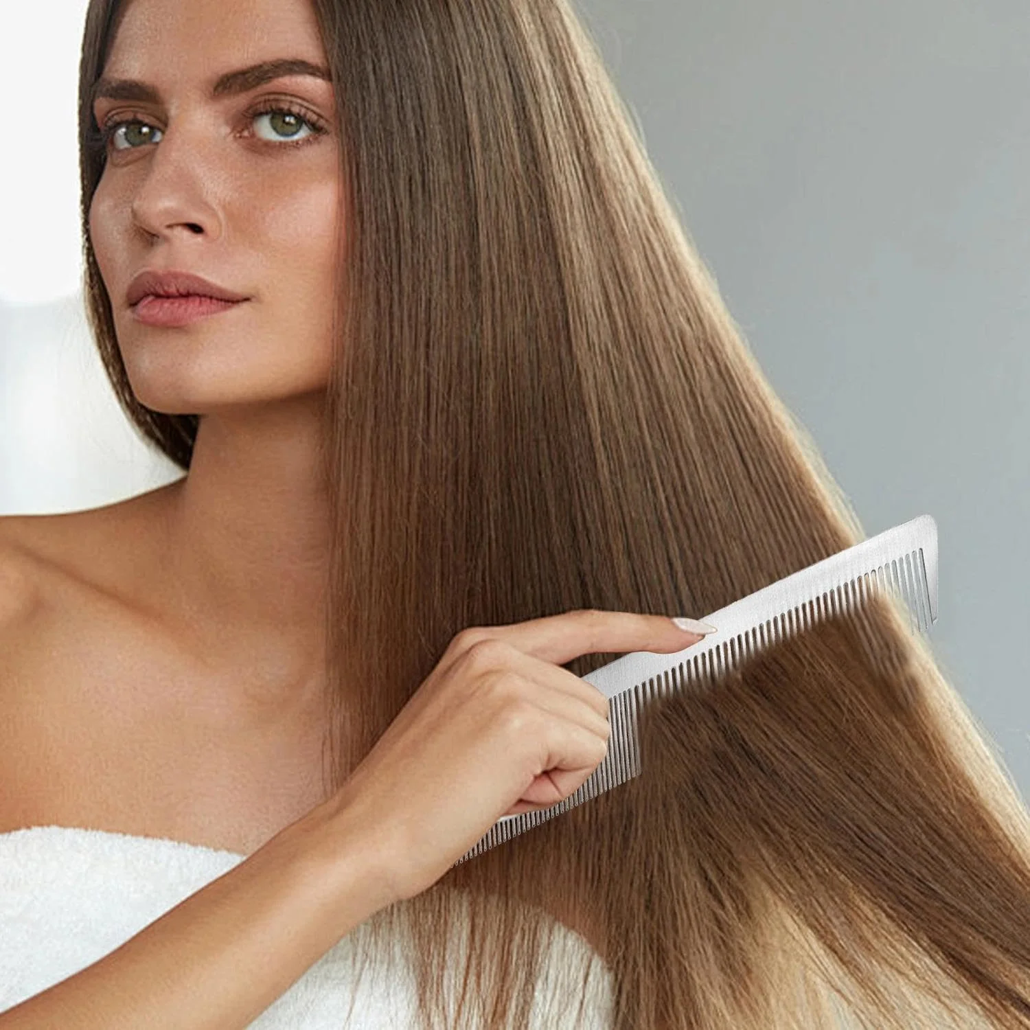 2 عدد شانه مو استیل ضد زنگ، شانه دم موشی فلزی، شانه برش ظریف، شانه حالت دهنده مو، شانه باز کننده گره سالنی، برای آرایشگر مو مردانه زنانه