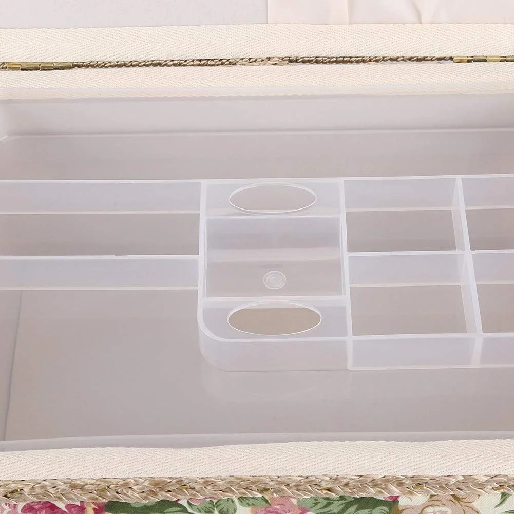 جعبه خیاطی پارچه ای گلدار، جعبه ابزار و لوازم جانبی با دسته، مناسب برای ابزار خیاطی، صنایع دستی کوچک، قابل حمل برای استفاده در منزل، دفتر کار و مسافرت، سبک روستایی جعبه خیاطی پارچه ای گلدار، جعبه ابزار و لوازم جانبی با دسته، مناسب برای ابزار خیاطی، صنایع دستی کوچک، قابل حمل برای استفاده در منزل، دفتر کار و مسافرت، سبک روستایی