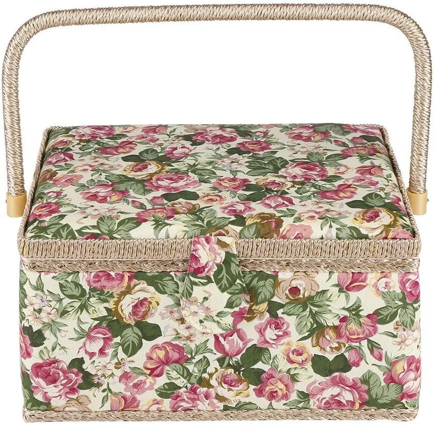 جعبه خیاطی پارچه ای گلدار، جعبه ابزار و لوازم جانبی با دسته، مناسب برای ابزار خیاطی، صنایع دستی کوچک، قابل حمل برای استفاده در منزل، دفتر کار و مسافرت، سبک روستایی جعبه خیاطی پارچه ای گلدار، جعبه ابزار و لوازم جانبی با دسته، مناسب برای ابزار خیاطی، صنایع دستی کوچک، قابل حمل برای استفاده در منزل، دفتر کار و مسافرت، سبک روستایی