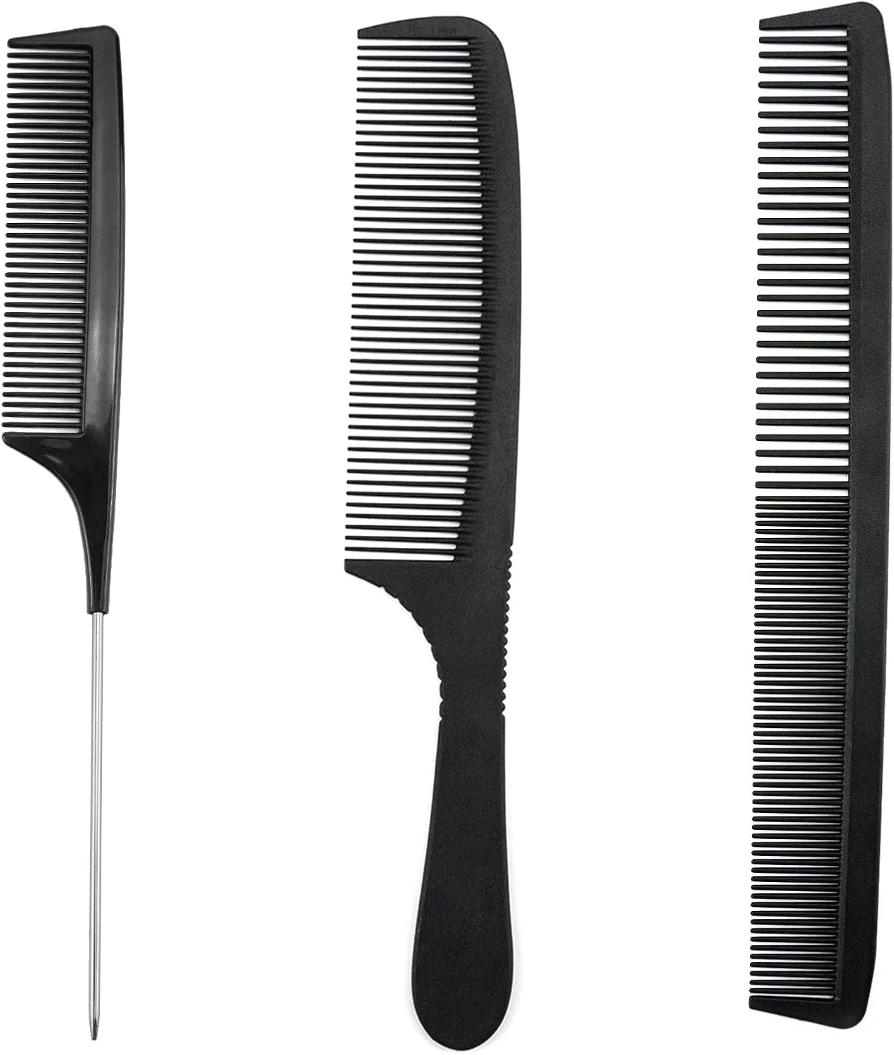 مجموعه 3 عددی شانه آرایشگری Juxiamal، مقاوم در برابر حرارت، شامل شانه دم موشی، شانه دندانه درشت و شانه دندانه ریز برای خانم ها و آقایان