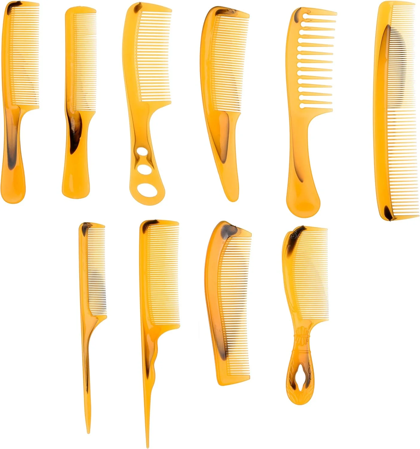 مجموعه شانه پلاستیکی 10 عددی Kare & Kind - دندانه ریز، درشت و پهن - شانه دم باریک، آرایشگری، چند منظوره، جیبی و پارویی - مناسب برای حالت دادن، آرایشگری، مرتب کردن و رنگ کردن مو - برای آقایان، خانم ها و تمام سنین