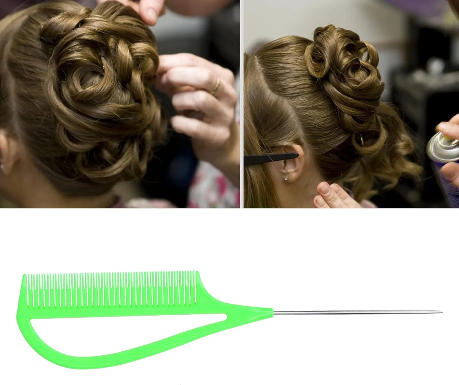 شانه دم موشی رنگ مو JUYT، مناسب حالت دادن به مو، قابل حمل، با دستگیره راحت و دندانه های گرد و ظریف، مناسب استفاده خانگی و سالن های آرایشی (سبز)