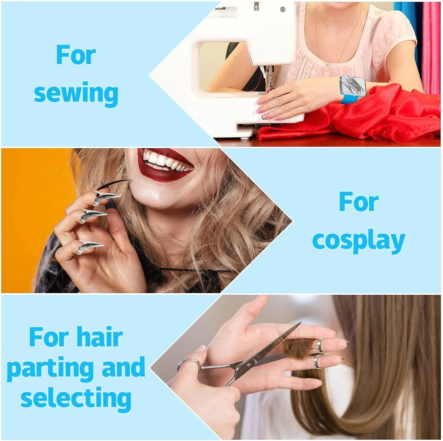 جی کیو تاپ 10 عدد حلقه جدا کننده مو، 3 عدد شانه بافتنی دم موشی فولادی برای جدا کردن و مچ بند مغناطیسی سوزنی ابزار انتخاب جدا کننده مو شانه های جدا کننده برای بافتن (شانه صورتی، حلقه جدا کننده مو نقره ای)