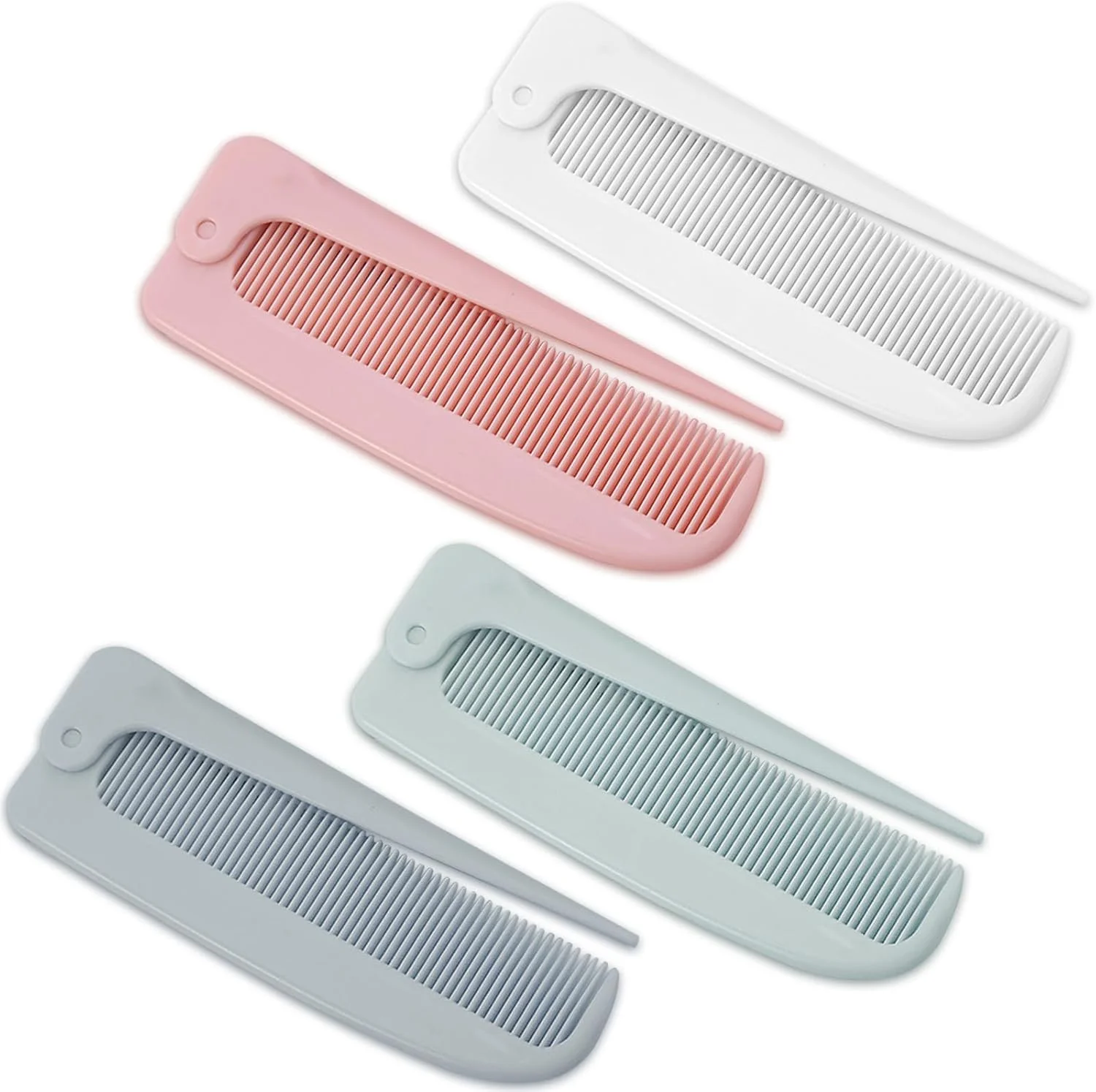 مجموعه شانه های تقسیم مو Jaasuee - شانه های حالت دهنده مو، شانه های دم موشی برای بافت مو، ابزارهای آرایشی مو، مجموعه 4 عددی شانه های تاشو مسافرتی باز کننده گره مو