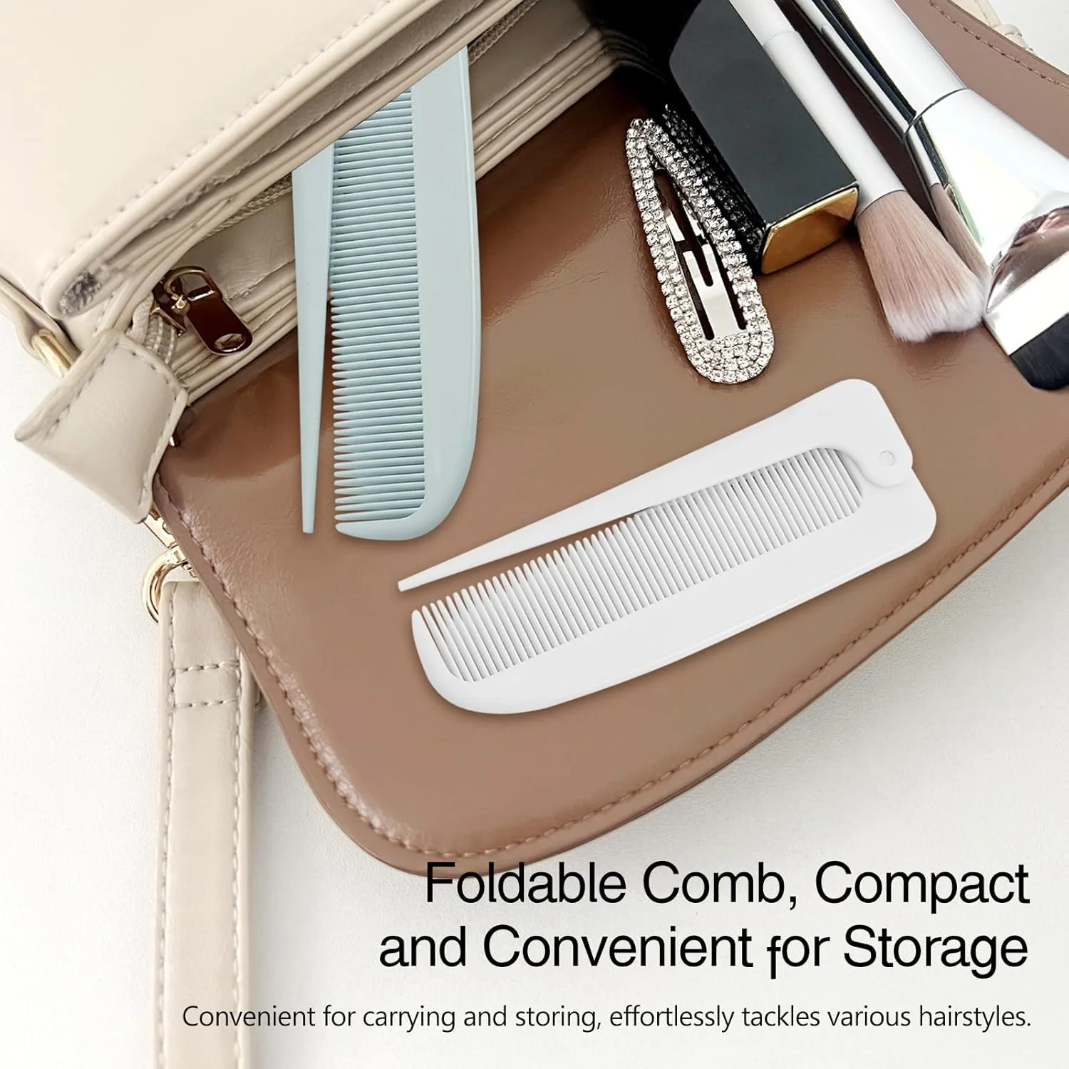 مجموعه شانه های تقسیم مو Jaasuee - شانه های حالت دهنده مو، شانه های دم موشی برای بافت مو، ابزارهای آرایشی مو، مجموعه 4 عددی شانه های تاشو مسافرتی باز کننده گره مو