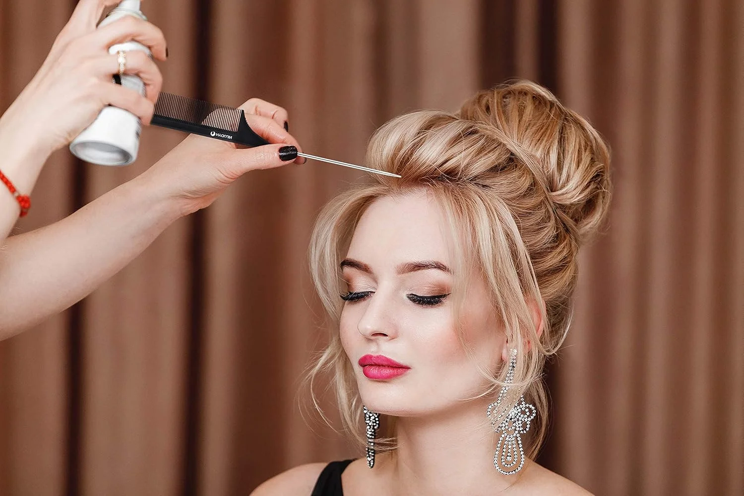 شانه دم موشی کربنی HYOUJIN - شانه های جداکننده و باز کننده گره مو برای خانم ها با دندانه های ظریف، ایده آل برای موهای فر - مشکی