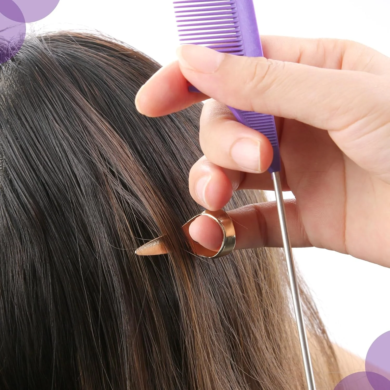 ابزار بافت مو IBEIKE برای زنان: مجموعه ابزار تقسیم مو با 2 شانه دم موشی و 6 حلقه انگشتی ابزار بافت بخیه برای بافت آسان و سریع مو و حالت دادن به مو، 8 عدد