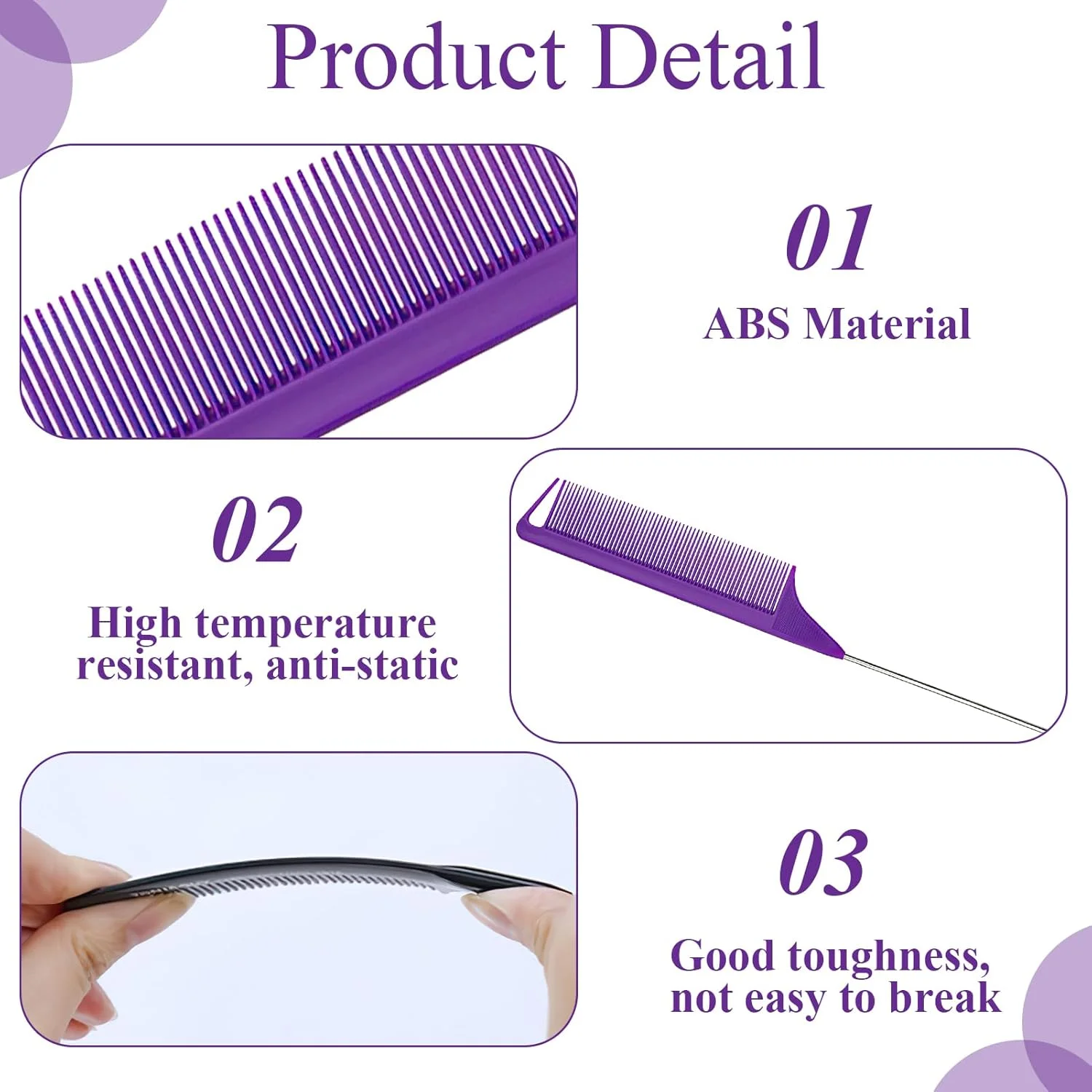 ابزار بافت مو IBEIKE برای زنان: مجموعه ابزار تقسیم مو با 2 شانه دم موشی و 6 حلقه انگشتی ابزار بافت بخیه برای بافت آسان و سریع مو و حالت دادن به مو، 8 عدد