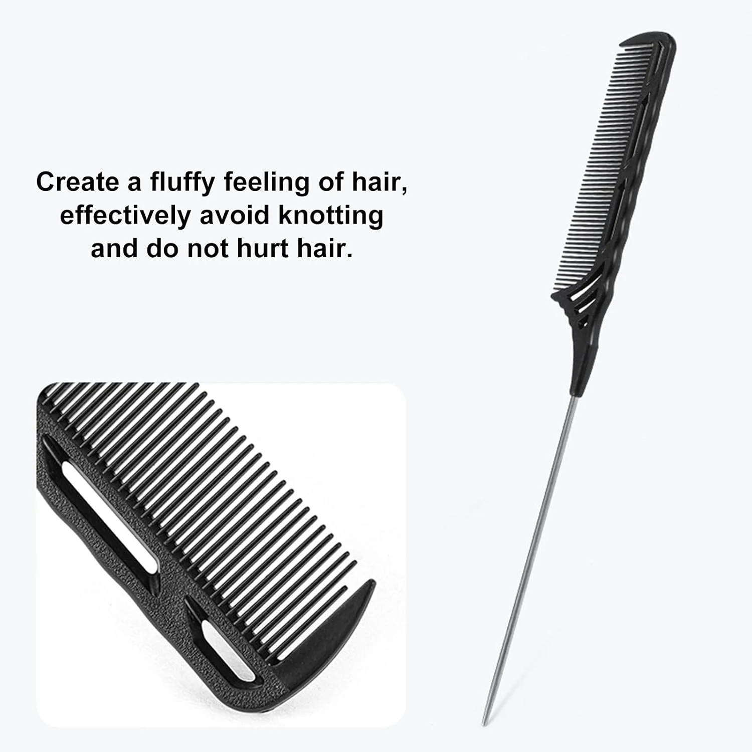 شانه دم باریک حرفه ای Homgee، 22.6 سانتی متری، شانه موی دم موشی، استیل ضد زنگ، ضد الکتریسیته ساکن و مقاوم در برابر حرارت، شانه دم باریک سبک وزن برای انواع مو