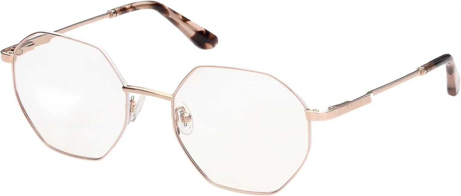 فریم عینک زنانه گس GU2849 طلایی رز براق سفید 56/19/140