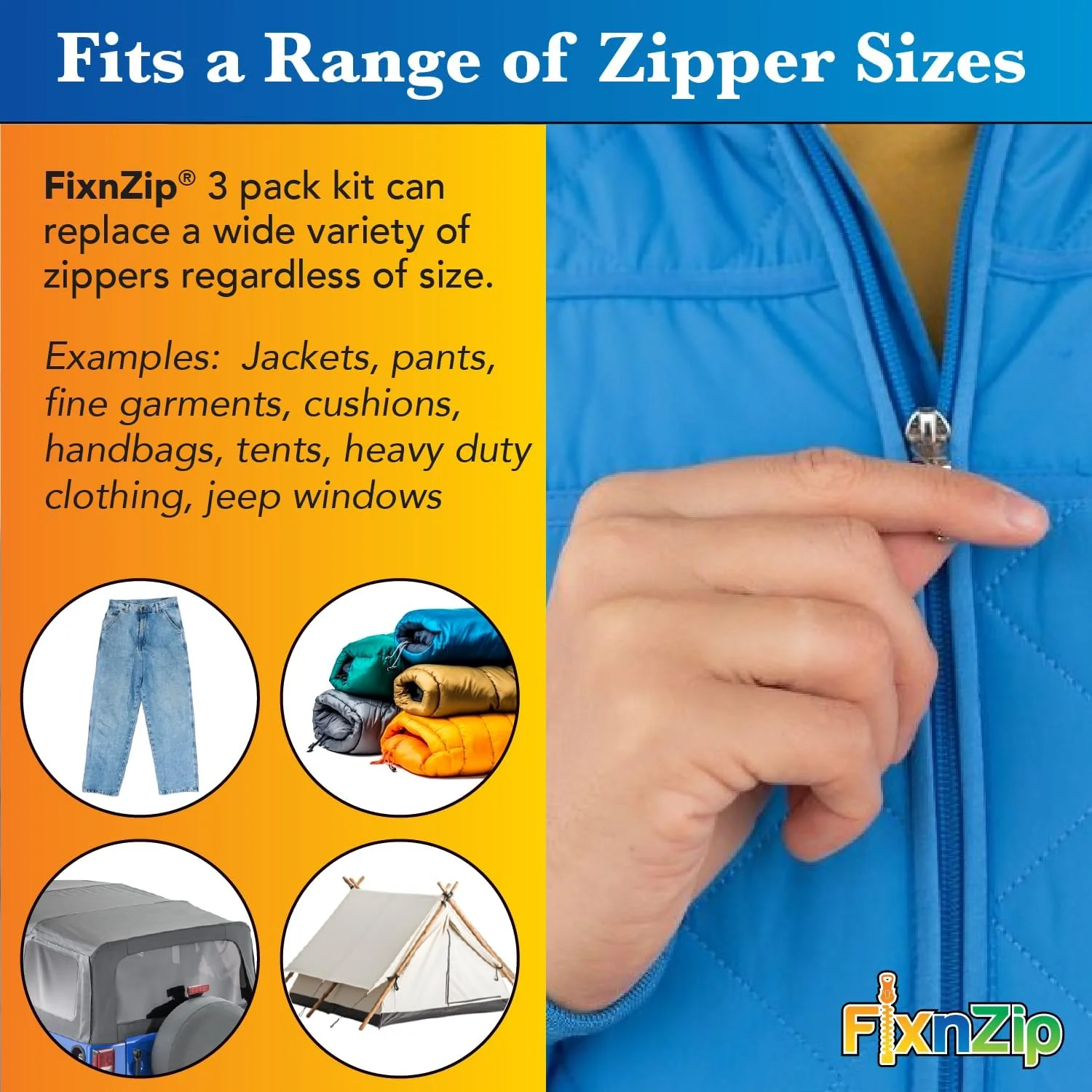 تعویض زیپ FixnZip در سایزهای کوچک، متوسط و بزرگ، رنگ نیکل مشکی، بسته 3 عددی تعویض زیپ FixnZip در سایزهای کوچک، متوسط و بزرگ، رنگ نیکل مشکی، بسته 3 عددی