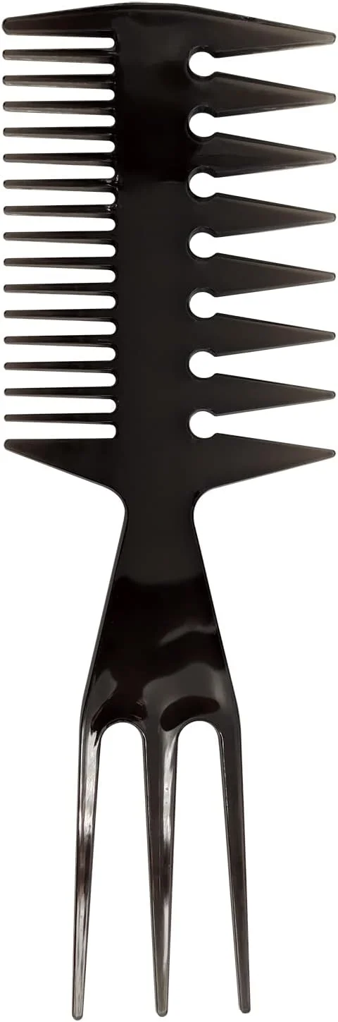 شانه مو سه کاره طرح استخوان ماهی، شانه حرفه ای مناسب ایجاد خطوط، مدل های موی کوتاه، مدل موی عقب کشیده، آندرکات، موهاک، فاکس هاک، مدل کاسه ای، مدل دم موشی، کوئیف، مدل موی ژولیده، و مدل موی سیخ سیخی (مشکی)