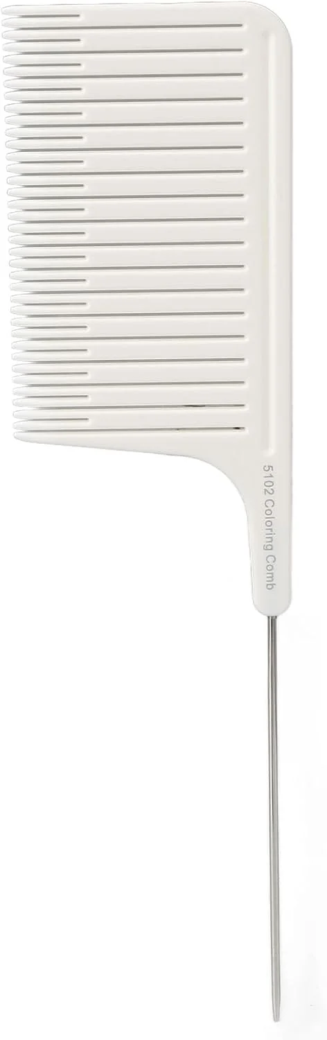 شانه هایلایت مو، شانه رنگ موی حرفه ای قابل حمل ضد لغزش سالن آرایش مو، شانه دم موشی استیل ضد زنگ، برای رنگ کردن مو (سفید)