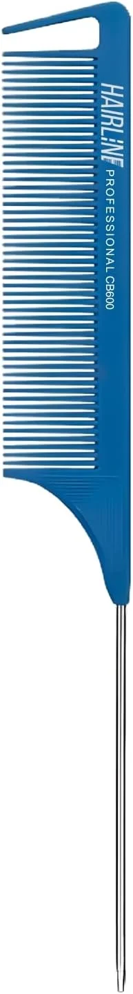 شانه دندانه ریز حرفه ای Hair Line از جنس فیبر کربن با پین دم موشی استیل ضد زنگ برای تقسیم مو، بافتن و حالت دادن مو برای مردان، زنان و کودکان - آبی