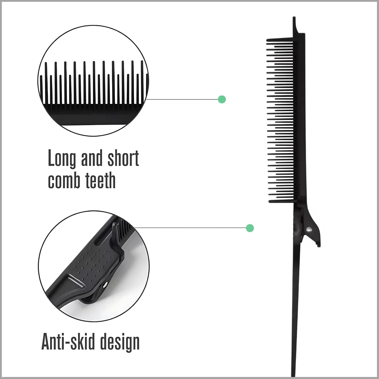 شانه دم باریک حرفه ای ضد الکتریسیته ساکن Hair Line از جنس فیبر کربن، مناسب برای حالت دادن، برش، رنگ کردن و هایلایت مو، رنگ مشکی