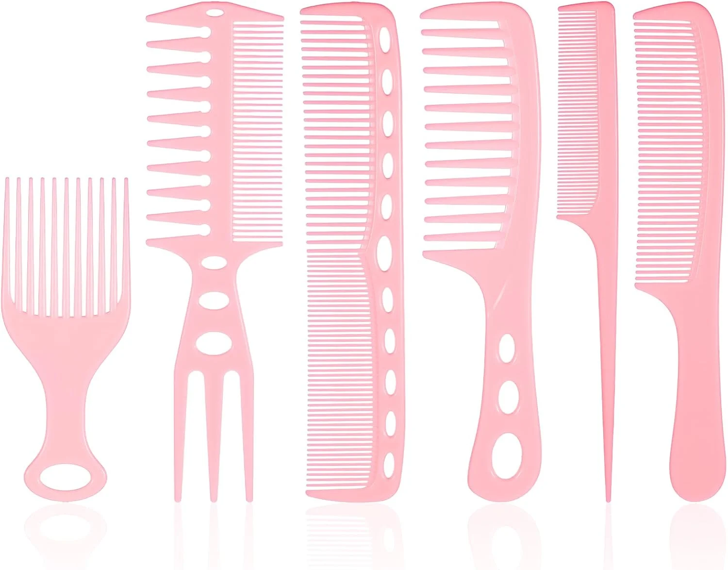 شانه مو برای حالت دادن، 6 عدد شانه دندانه پهن و باریک، شانه دم موشی، شانه های پیک مو، شانه های بافت دار با دم دو طرفه، ابزار حرفه ای حالت دهی مو برای مردان و زنان، موهای فر، بافتن، کوتاه کردن، جدا کردن