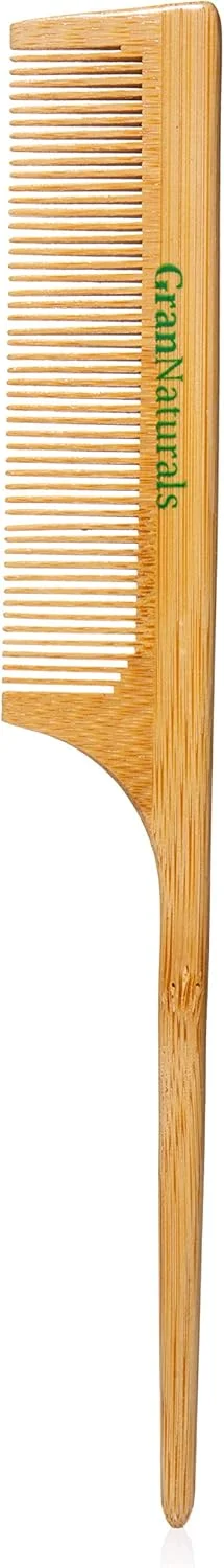 شانه دم موشی چوبی GranNaturals - ابزار مو با دندانه های ظریف برای پوش دادن و حالت دادن مو - دسته چوبی دم موشی هلویی برای جدا کردن و تقسیم کردن مو - ایده آل برای استفاده حرفه ای و شخصی