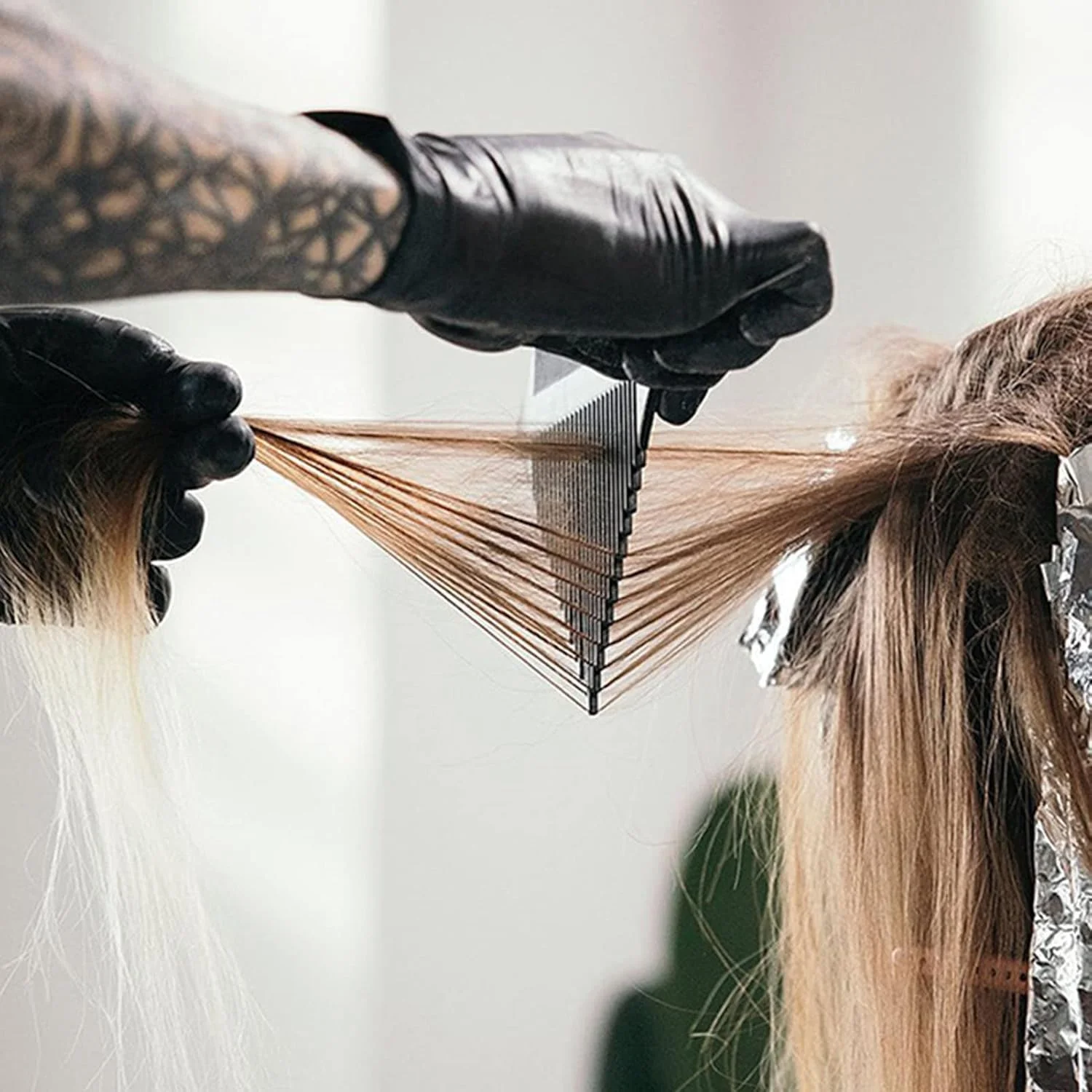 شانه رنگ مو، شانه هایلایت، شانه رنگ مو برای سالن خانگی، ابزار حالت دهی شانه دم موشی برای رنگ آمیزی مو، بافت مو و فویل