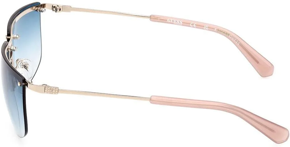 عینک آفتابی بدون فریم مستطیلی شکل Guess GU825632W66 مناسب برای آقایان و بانوان، عرض عدسی 66 میلی متر، طلایی/آبی گرادیان