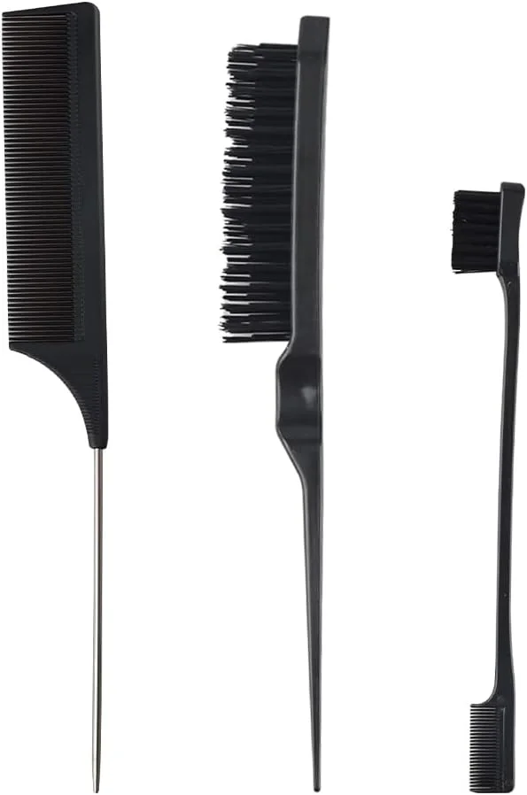 ست شانه مو GlamorDove، شامل 3 عدد برس پوش دهنده مو، شانه دم موشی، برس حالت دهنده لبه مو برای حالت دادن، بافتن، باز کردن گره مو، فیبر کربن، مقاوم در برابر حرارت