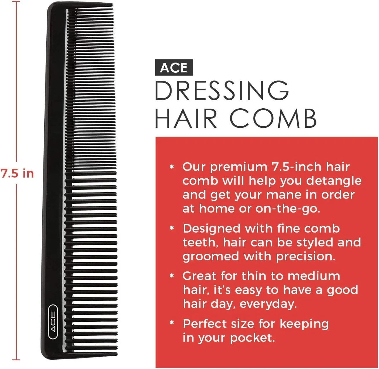 شانه حالت دهنده گودی ایس، مشکی، 7.5 اینچ