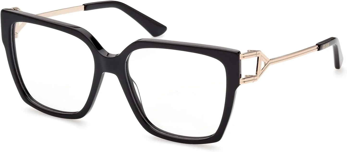 عینک طبی زنانه گس GU291000155 با فریم پلاستیکی مربعی شکل، تمام فریم، سایز لنز 55 میلی متر، مشکی براق