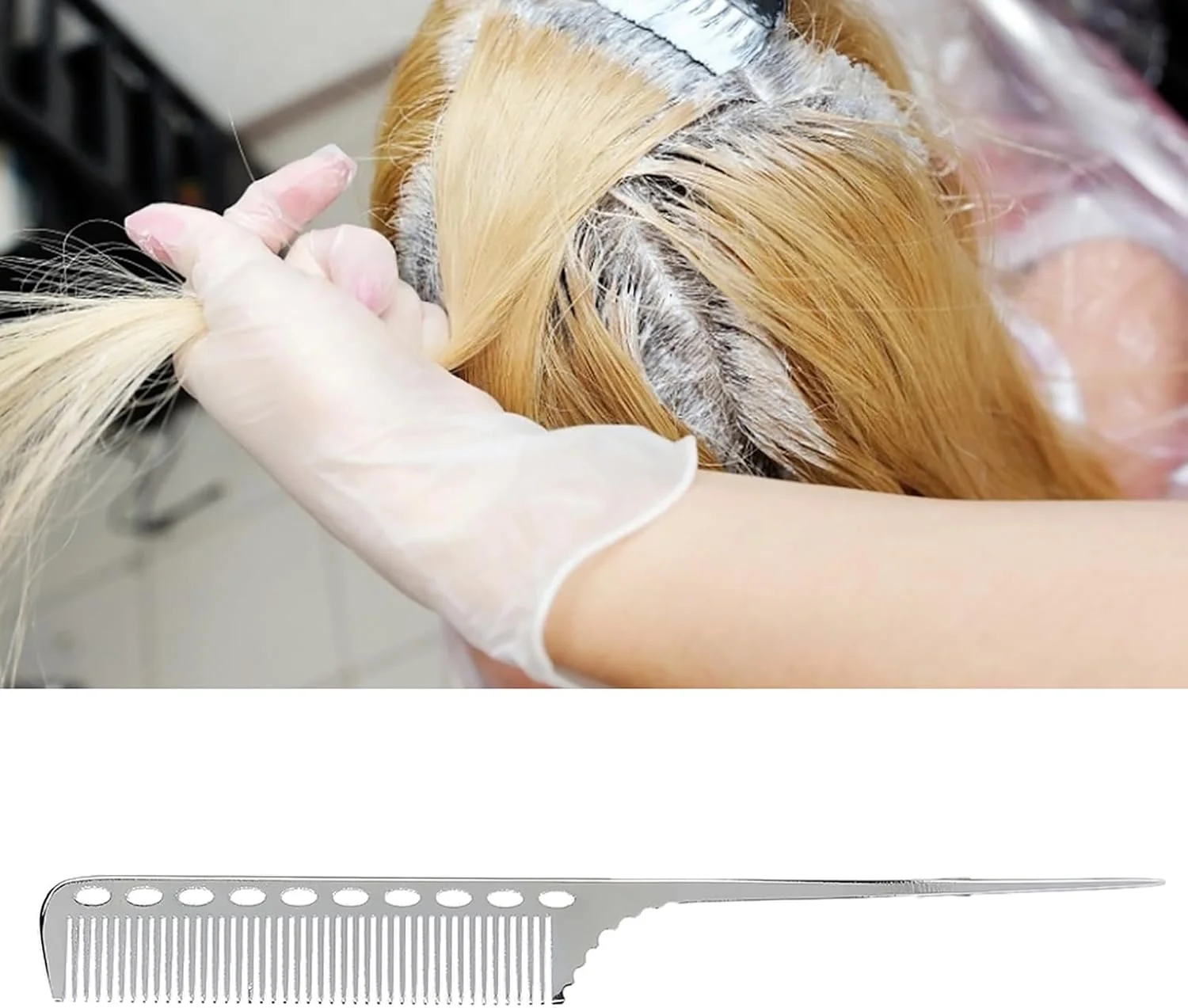 شانه دم موشی معمولی، شانه دم موشی فلزی آرایشگری آلومینیومی حرفه ای برای حالت دادن و شانه زدن مو مناسب برای استفاده شخصی و سالن (#2)