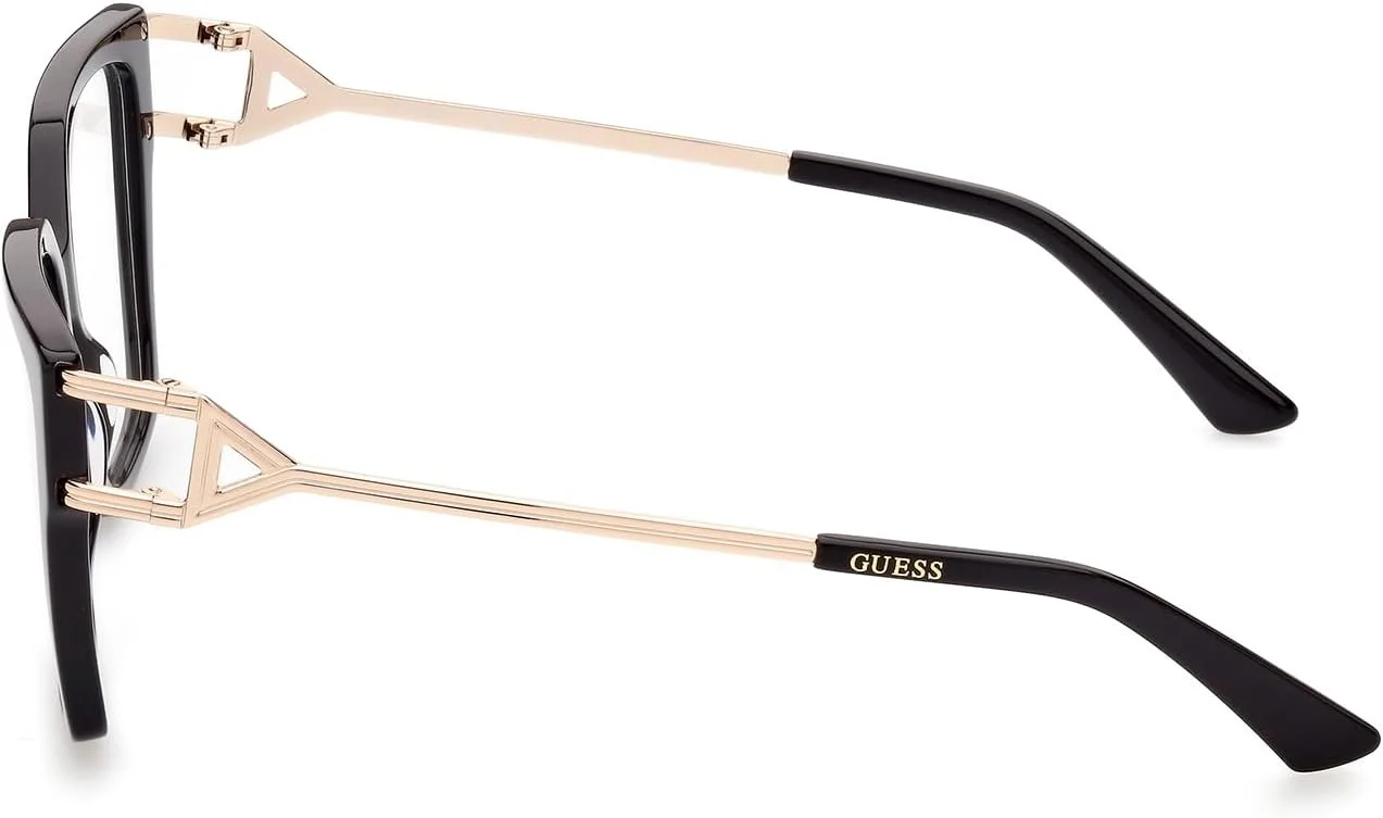 عینک طبی زنانه گس GU291000155 با فریم پلاستیکی مربعی شکل، تمام فریم، سایز لنز 55 میلی متر، مشکی براق