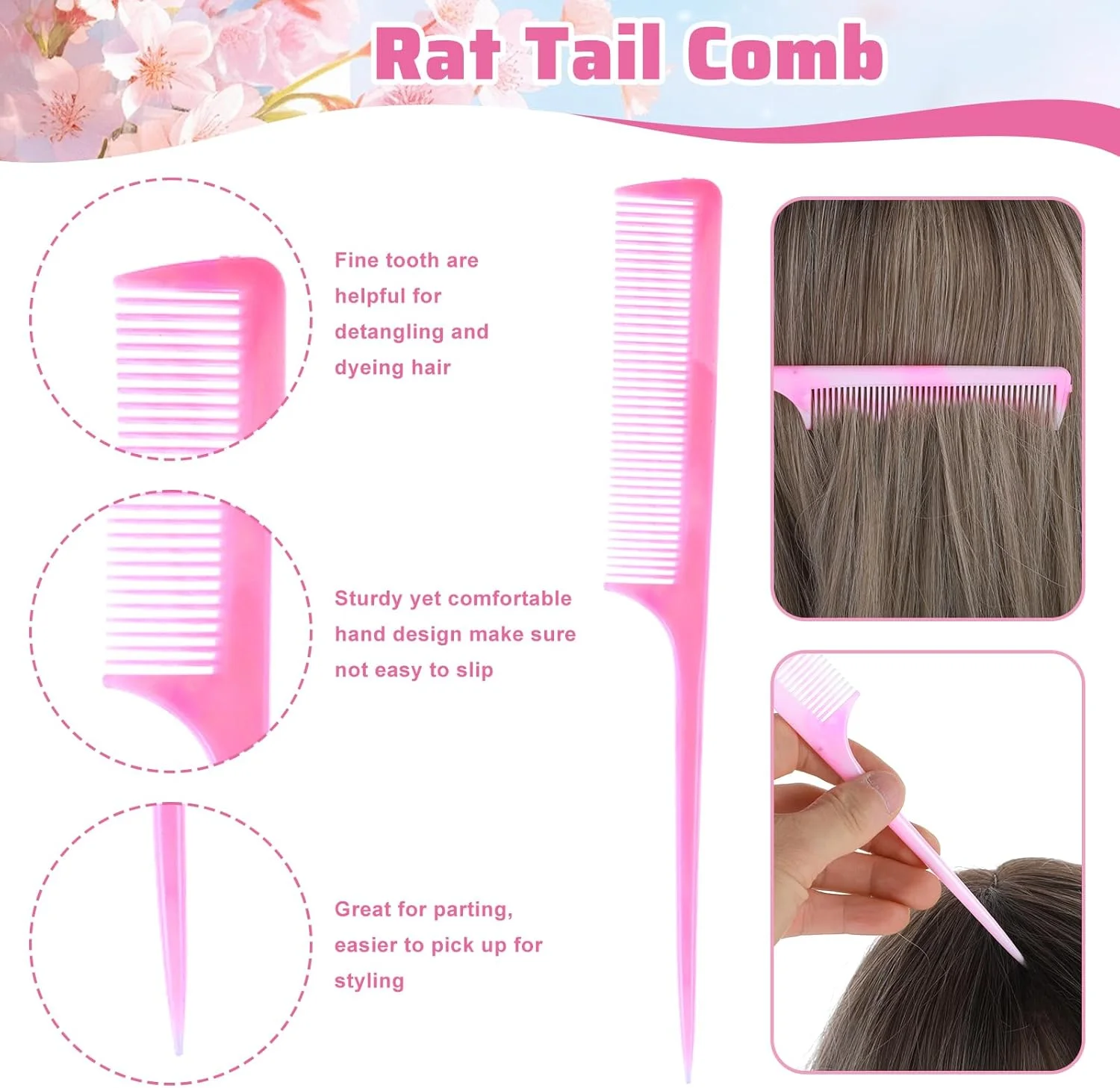 مجموعه شانه مو 5 عددی صورتی Gjinxi، دندانه پهن فیبر کربنی ممتاز، دندانه ریز، دم موشی، برای پوش دادن و جدا کردن مو، شانههای حرفهای برای آرایشگر مو و خانمها مجموعه شانه مو 5 عددی صورتی Gjinxi، دندانه پهن فیبر کربنی ممتاز، دندانه ریز، دم موشی، برای پوش دادن و جدا کردن مو، شانههای حرفهای برای آرایشگر مو و خانمها