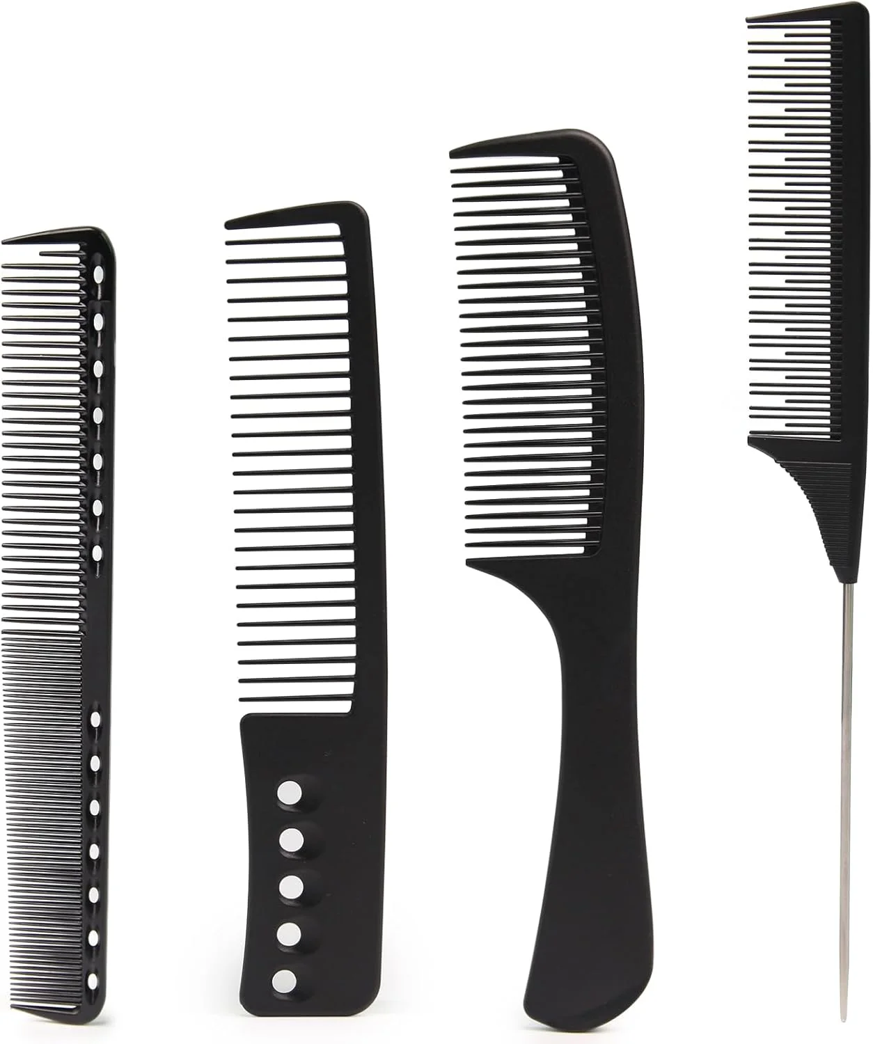 مجموعه شانه حرفه ای فورس ویو 4 عددی، شامل شانه دندانه پهن، شانه دم موشی، شانه برش ظریف و شانه حالت دهی برای آرایشگران مردانه و زنانه، آرایشگاه ها و حالت دهی در منزل