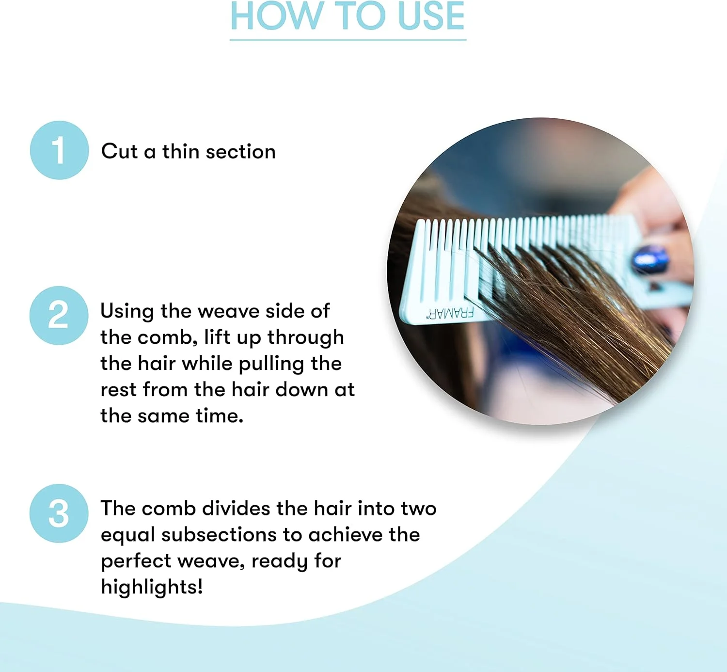 ست شانه هایلایت Dreamweaver فرامر - شانه برای آرایشگر مو، شانه هایلایت، شانه رنگ مو، شانه هایلایت مو با نوک فلزی، شانه بالیاژ - بسته 3 عددی پاستیلی