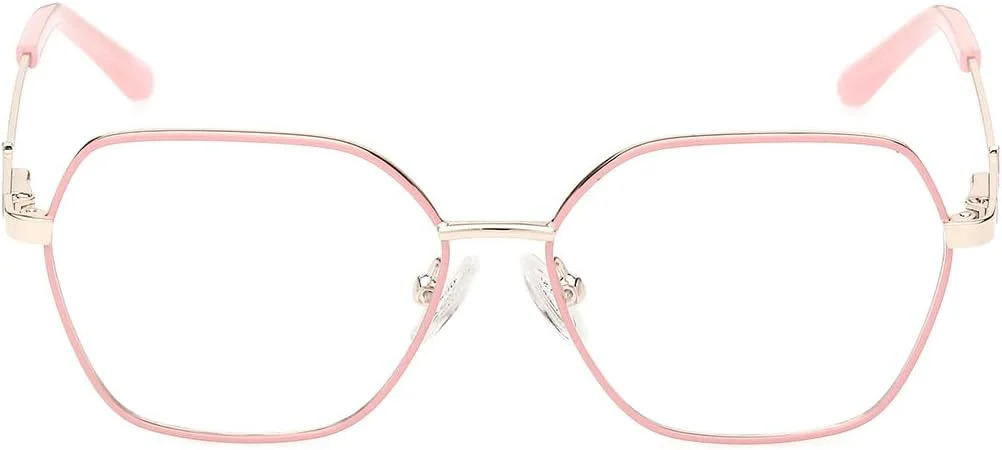 عینک طبی فلزی مربعی گس GU922307247 مناسب برای خانم ها و آقایان، سایز عدسی 47 میلی متر، صورتی براق، صورتی براق، 47 میلی متر