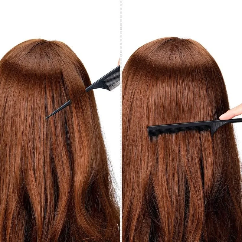 شانه دم موشی فیمزا، بسته 2 عددی، شانه دندانه ریز، نوک جدا کننده، فیبر کربنی، حجم دهنده، ضد الکتریسیته ساکن، مقاوم در برابر حرارت، مناسب برای حالت دادن به مو