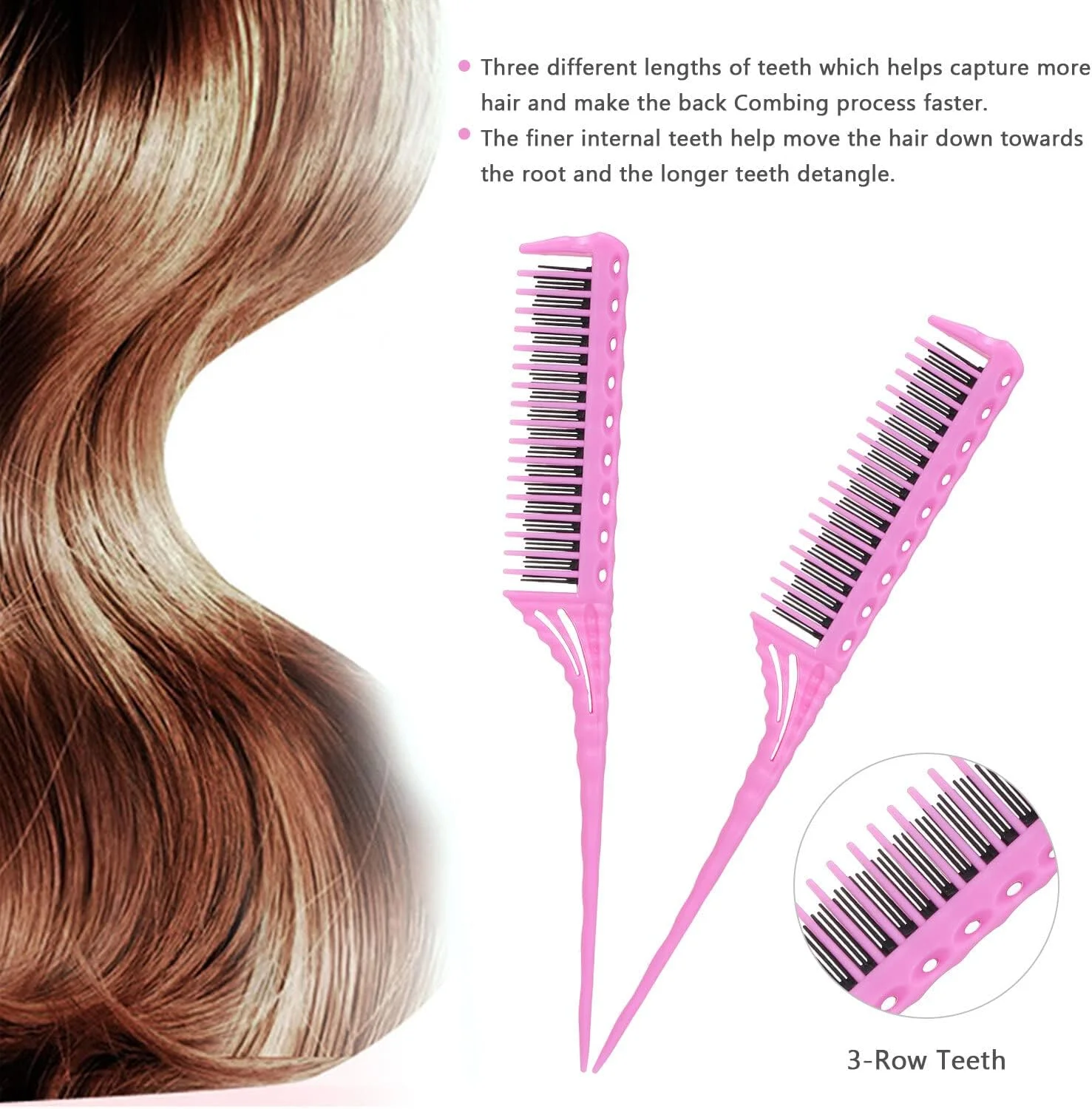 شانه پوش دهنده سه ردیفه Fawoonu، برس باز کننده گره مو و شانه دم موشی برای حجم دادن و حالت دادن به مو