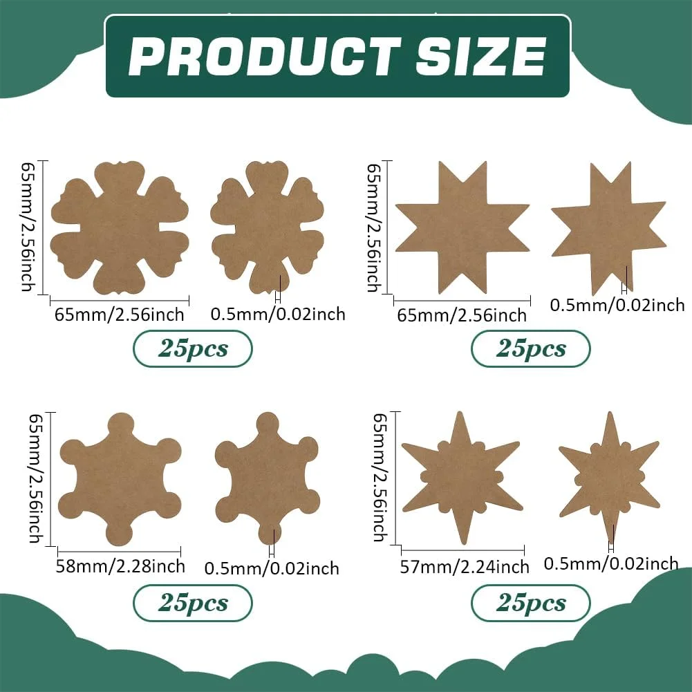 FINGERINSPIRE 100 عدد ماسوره نخ گلدوزی، نخ پیچ، 4 مدل تخته های پیچیدن نخ کاغذی رنگ قهوه ای روشن، کارت های نخ ماسوره نخ برای نخ پنبه ای کوک متقاطع، گلدوزی، خیاطی، نگهداری، کاردستی DIY