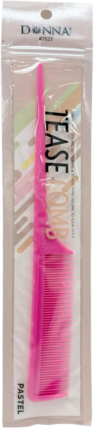 شانه پوش دهنده DONNA – شانه حالت دهنده دم موشی با دندانه های ظریف و پهن – ابزار دقیق برای جدا کردن مو، حجم دادن به ریشه و بافت دهی برای موهای خیس یا خشک (صورتی)