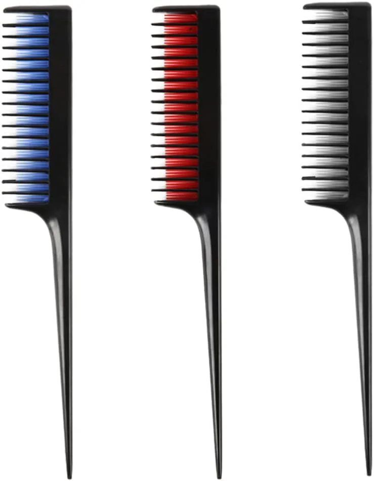 DAJUXIN ست 3 عددی شانه پوش دهنده مو، شانه دم باریک پوش دهنده مو، شانه های آرایشگری برای پوش دادن، شانه زدن و صاف کردن مو