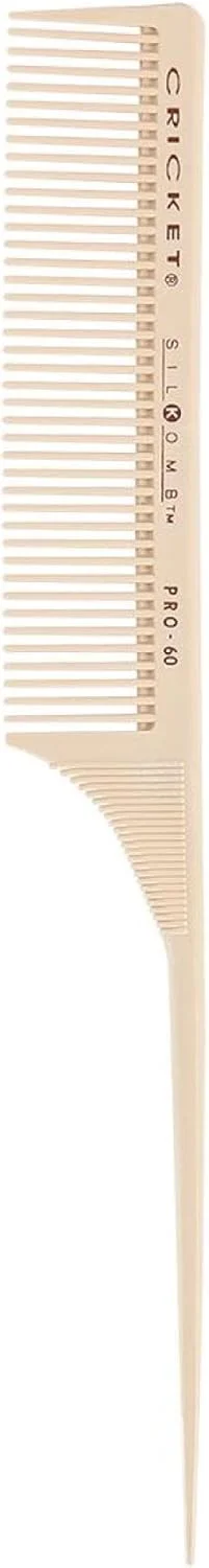 شانه دم باریک دندانه متوسط مدل Cricket Silkomb Pro-60، مناسب برای حرفه‌ای‌های آرایشگری، برای پوش دادن، تقسیم کردن، جدا کردن، بلند کردن، حالت دادن و رنگ کردن مو