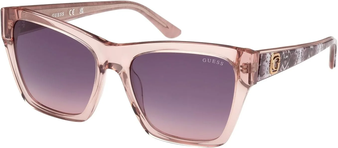 عینک آفتابی زنانه GUESS مدل GU0011357Z55، بژ براق، 55 میلی متر، محافظت در برابر اشعه UV