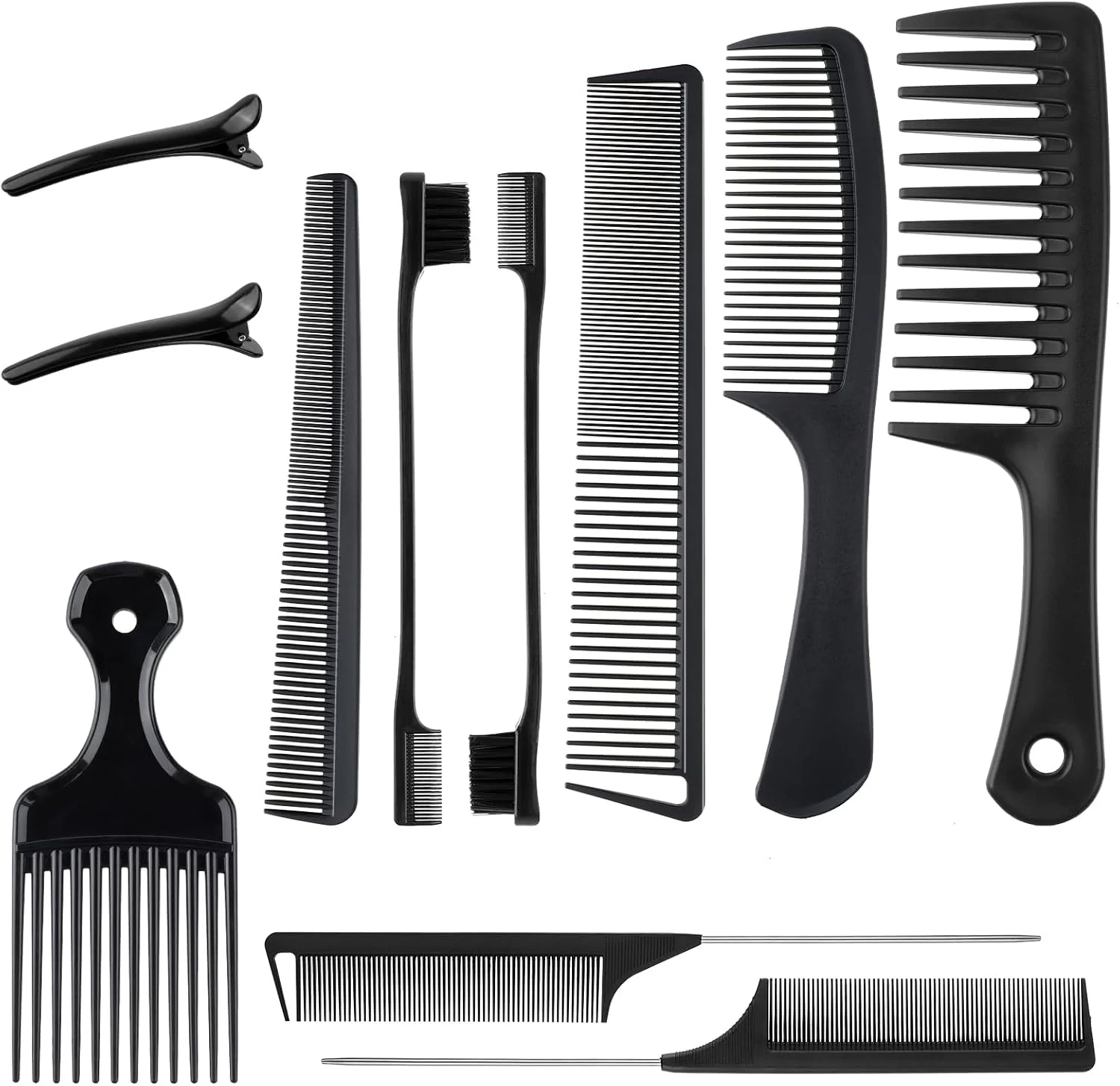 شانه حالت دهنده مو COMNICO، مجموعه 11 عددی شانه های حرفه ای حالت دهنده مو، شانه ضد الکتریسیته ساکن برای اصلاح مو، ابزار حالت دهی مو برای موهای فر مشکی طبیعی، مناسب برای انواع مو