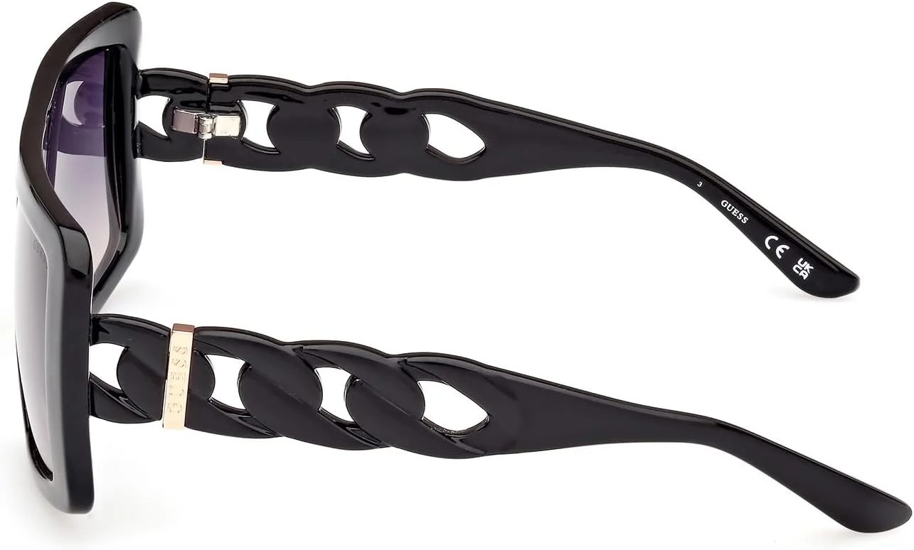 عینک آفتابی زنانه GUESS مدل GU0010901B60، مشکی براق، 60 میلی‌متر