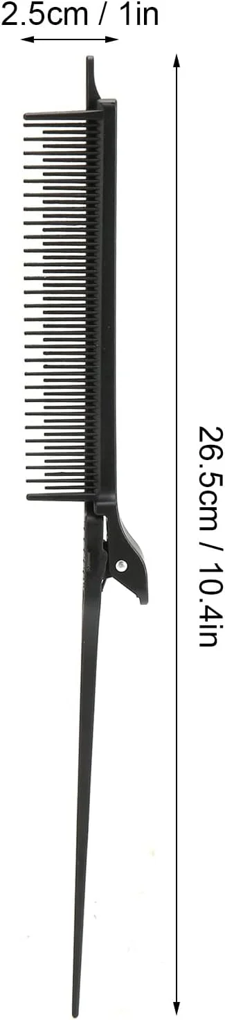 برس مو و شانه Brrnoo، شانه دم موشی آرایشگاهی، شانه نازک کننده مو، شانه برش مو، شانه گیره ای دم موشی، شانه هایلایت پلاستیکی مشکی حرفه ای سالن مو