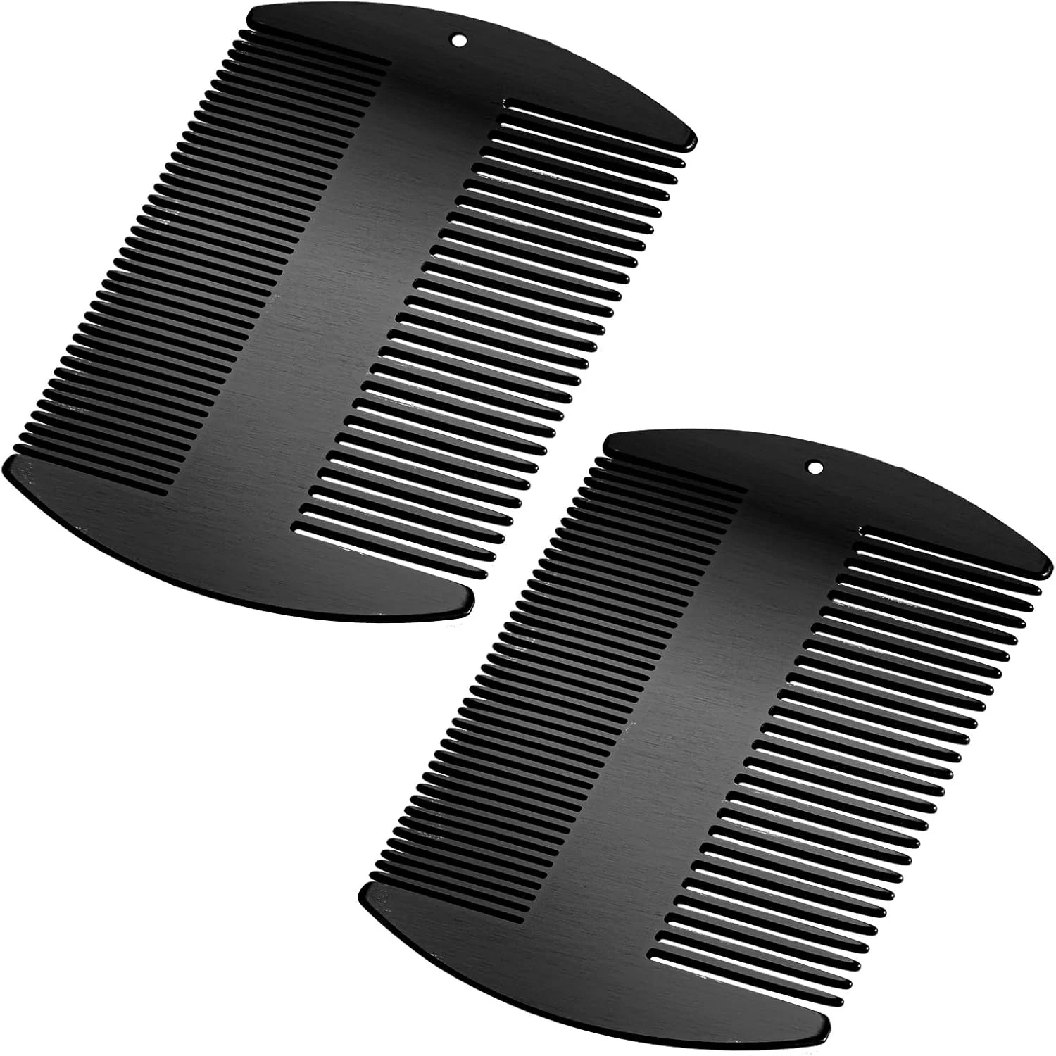 شانه موی فلزی Boao، 2 عدد، مناسب برای زنان و مردان، شانه ریش، شانه سبیل فلزی، شانه شپش، شانه جیبی ظریف، شانه آرایشگری، شانه استیل ضد زنگ برای حالت دادن و برش مو (مشکی)